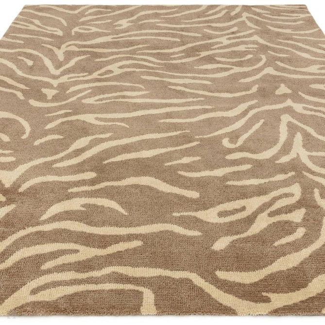 Wilder Tiger Modern Animal-Inspired Textured Soft-Touch Knitted Polyester Shimmer Durable Easy-Care Low Profile Short Pile Taupe/Soft Cream Rug-Asiatic Carpets-Rug Love - The Most Loved Rug Store