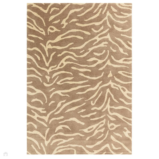 Wilder Tiger Modern Animal-Inspired Textured Soft-Touch Knitted Polyester Shimmer Durable Easy-Care Low Profile Short Pile Taupe/Soft Cream Rug-Asiatic Carpets-Rug Love - The Most Loved Rug Store