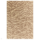 Wilder Tiger Modern Animal-Inspired Textured Soft-Touch Knitted Polyester Shimmer Durable Easy-Care Low Profile Short Pile Taupe/Soft Cream Rug