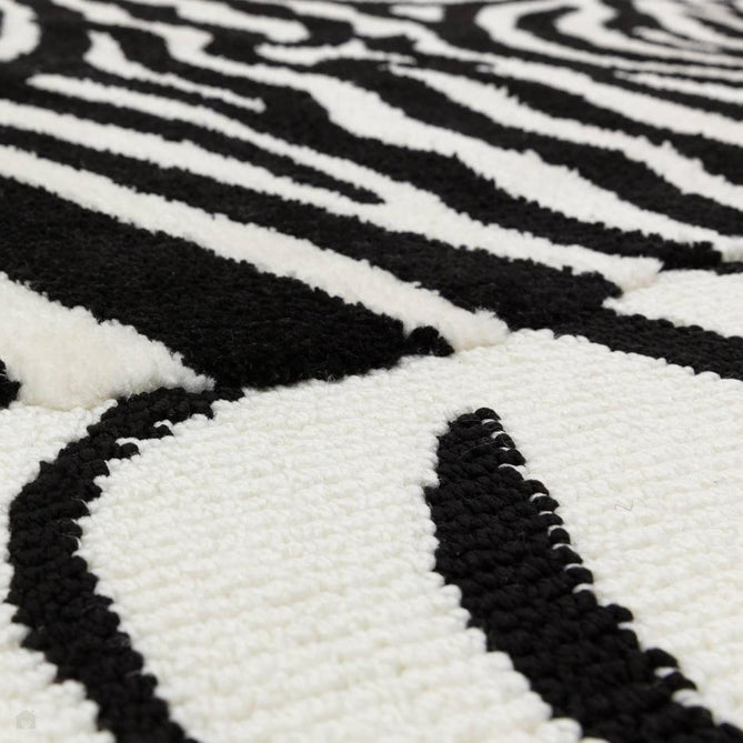 Wilder Zebra Modern Animal-Inspired Textured Soft-Touch Knitted Polyester Shimmer Durable Easy-Care Low Profile Short Pile Mono/White/Black Rug-Asiatic Carpets-Rug Love - The Most Loved Rug Store