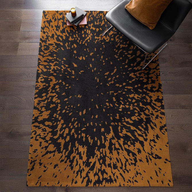 Wilder Splash Modern Animal-Inspired Textured Soft-Touch Knitted Polyester Shimmer Durable Easy-Care Low Profile Short Pile Charcoal Black/Burnished Copper Rug