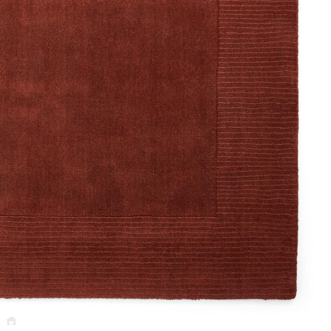 Windsor Modern Plain Hand-Woven Ribbed Textured Border Wool Deep Rusty Terracotta Rug-Think Rugs-Rug Love - The Most Loved Rug Store