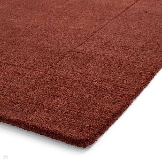 Windsor Modern Plain Hand-Woven Ribbed Textured Border Wool Deep Rusty Terracotta Rug-Think Rugs-Rug Love - The Most Loved Rug Store