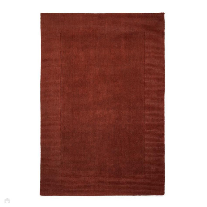Windsor Modern Plain Hand-Woven Ribbed Textured Border Wool Deep Rusty Terracotta Rug-Think Rugs-Rug Love - The Most Loved Rug Store