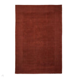 Windsor Modern Plain Hand-Woven Ribbed Textured Border Wool Deep Rusty Terracotta Rug