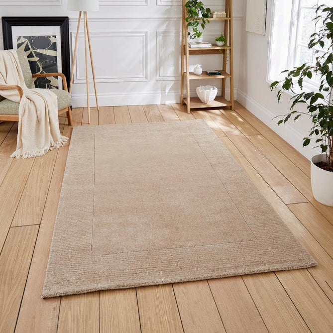 Windsor Modern Plain Hand-Woven Ribbed Textured Border Wool Natural Warm Beige Rug-Think Rugs-Rug Love - The Most Loved Rug Store