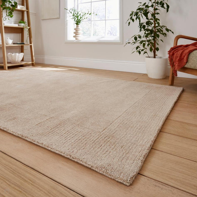 Windsor Modern Plain Hand-Woven Ribbed Textured Border Wool Natural Warm Beige Rug-Think Rugs-Rug Love - The Most Loved Rug Store