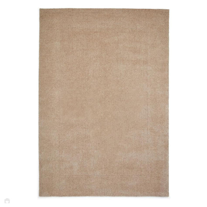 Windsor Modern Plain Hand-Woven Ribbed Textured Border Wool Natural Warm Beige Rug-Think Rugs-Rug Love - The Most Loved Rug Store