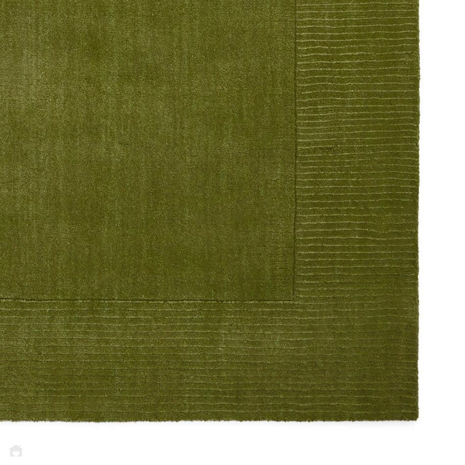 Windsor Modern Plain Hand-Woven Ribbed Textured Border Wool Olive Green Rug-Think Rugs-Rug Love - The Most Loved Rug Store