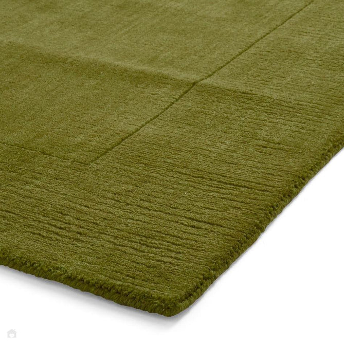Windsor Modern Plain Hand-Woven Ribbed Textured Border Wool Olive Green Rug-Think Rugs-Rug Love - The Most Loved Rug Store