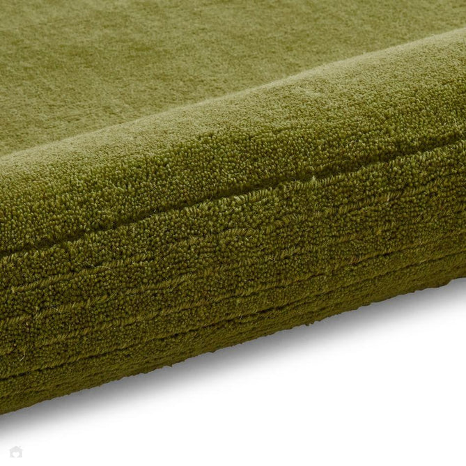 Windsor Modern Plain Hand-Woven Ribbed Textured Border Wool Olive Green Rug-Think Rugs-Rug Love - The Most Loved Rug Store