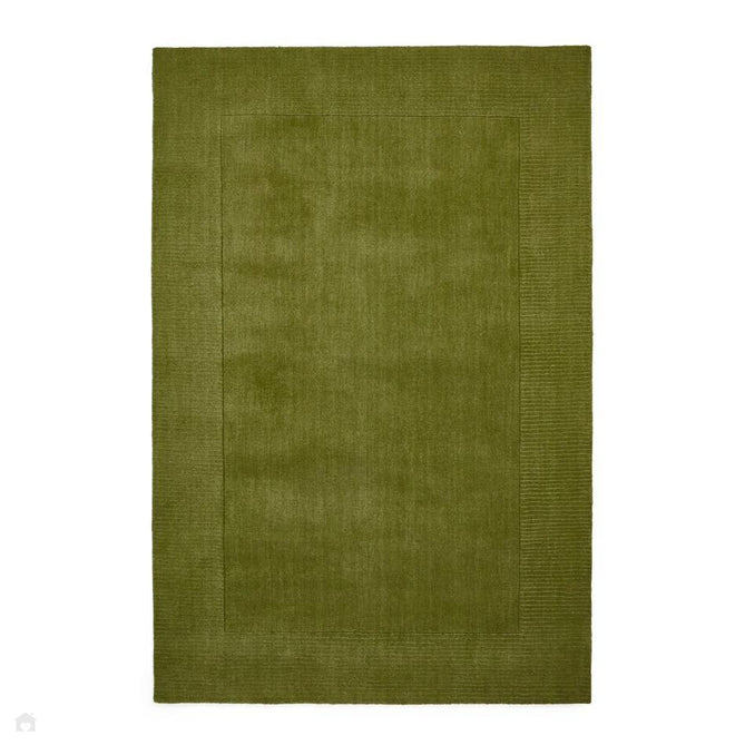 Windsor Modern Plain Hand-Woven Ribbed Textured Border Wool Olive Green Rug-Think Rugs-Rug Love - The Most Loved Rug Store