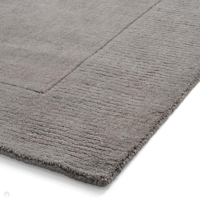 Windsor Modern Plain Hand-Woven Ribbed Textured Border Wool Warm Grey Rug-Think Rugs-Rug Love - The Most Loved Rug Store