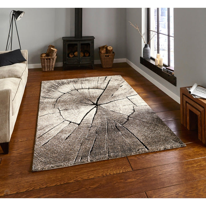 Woodland 2086 Modern Abstract Tree Trunk Soft High-Density Durable Easy-Care Polypropylene Beige Rug-Think Rugs-Rug Love - The Most Loved Rug Store