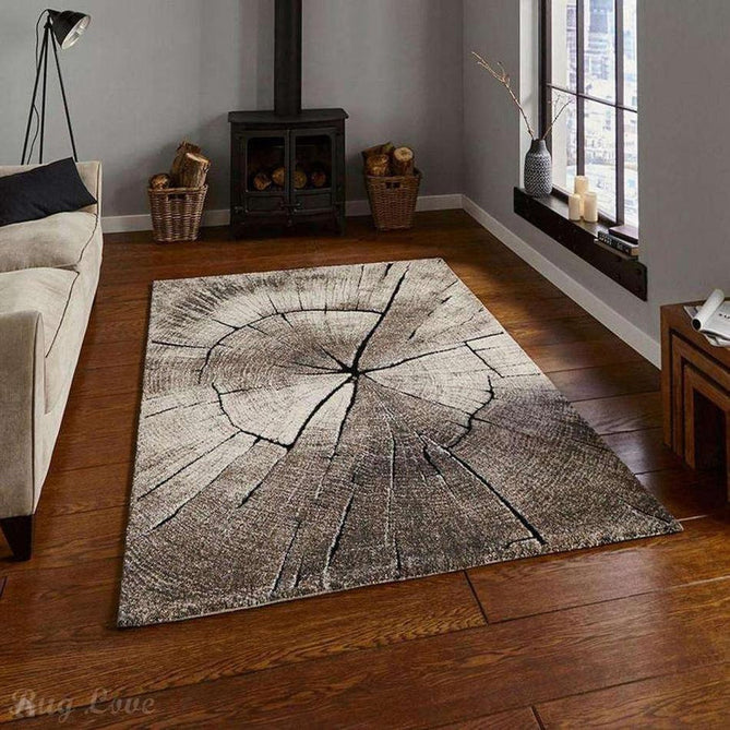 Woodland 2086 Modern Abstract Tree Trunk Soft High-Density Durable Easy-Care Polypropylene Beige Rug-Think Rugs-Rug Love - The Most Loved Rug Store