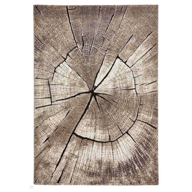 Woodland 2086 Modern Abstract Tree Trunk Soft High-Density Durable Easy-Care Polypropylene Beige Rug-Think Rugs-Rug Love - The Most Loved Rug Store