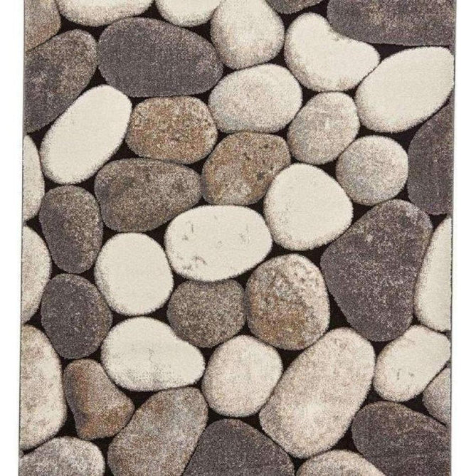 Woodland 2099 Modern Abstract Pebble Stones Soft High-Density Durable Easy-Care Polypropylene Cream/Grey Rug-Think Rugs-Rug Love - The Most Loved Rug Store