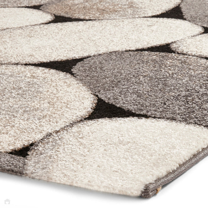 Woodland 2099 Modern Abstract Pebble Stones Soft High-Density Durable Easy-Care Polypropylene Cream/Grey Rug-Think Rugs-Rug Love - The Most Loved Rug Store