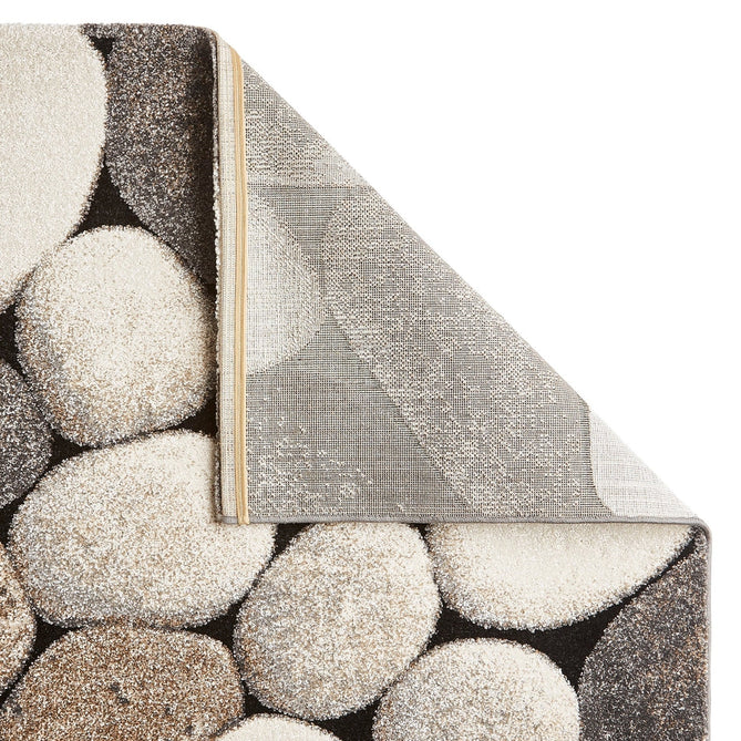 Woodland 2099 Modern Abstract Pebble Stones Soft High-Density Durable Easy-Care Polypropylene Cream/Grey Rug-Think Rugs-Rug Love - The Most Loved Rug Store