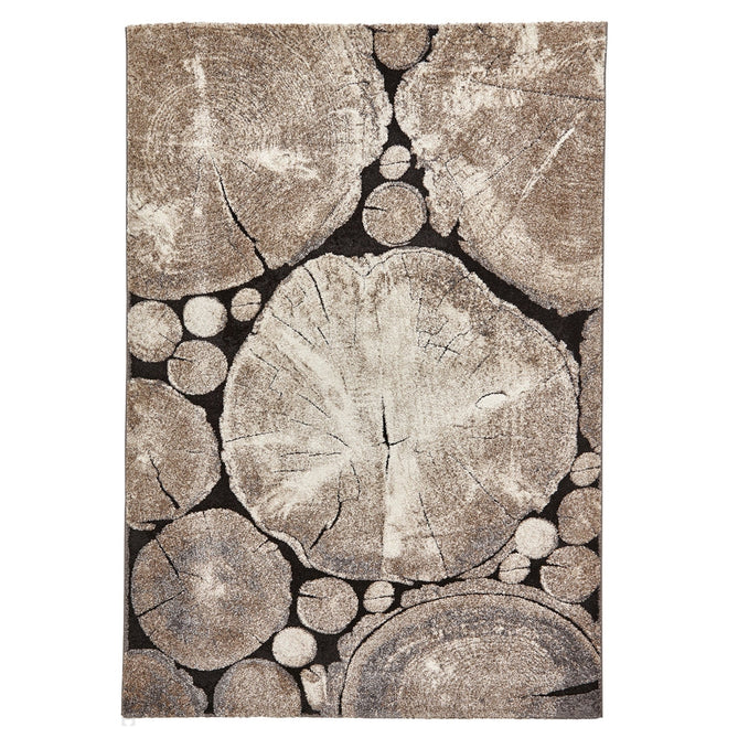 Woodland 6318 Modern Abstract Tree Trunk Soft High-Density Durable Easy-Care Polypropylene Beige/Black Rug-Think Rugs-Rug Love - The Most Loved Rug Store