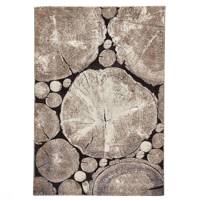 Woodland 6318 Modern Abstract Tree Trunk Soft High-Density Durable Easy-Care Polypropylene Beige/Black Rug-Think Rugs-Rug Love - The Most Loved Rug Store