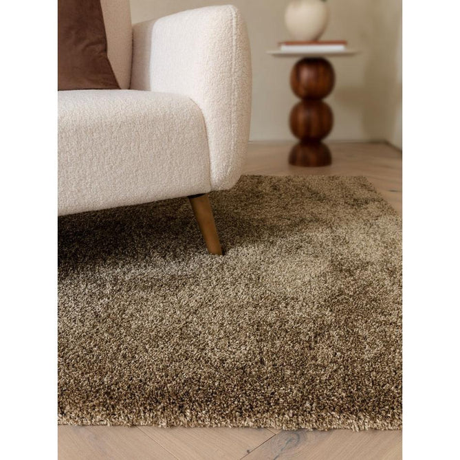 Atlas Plush Plain Soft Polypropylene Shaggy Natural Rug