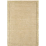 York Modern Plain Textured Subtle Ribbed Stripe Contrast Smooth Border Hand-Woven Wool Beige Rug