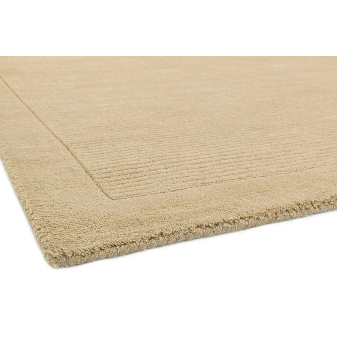 York Modern Plain Textured Subtle Ribbed Stripe Contrast Smooth Border Hand-Woven Wool Beige Runner-Asiatic Carpets-Rug Love - The Most Loved Rug Store