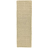 York Modern Plain Textured Subtle Ribbed Stripe Contrast Smooth Border Hand-Woven Wool Beige Runner