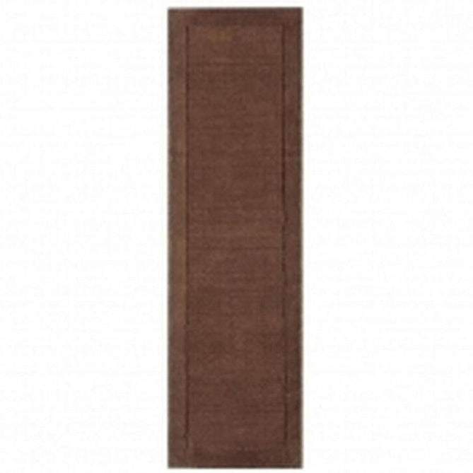 York Modern Plain Textured Subtle Ribbed Stripe Contrast Smooth Border Hand-Woven Wool Chocolate Runner-Asiatic Carpets-Rug Love - The Most Loved Rug Store