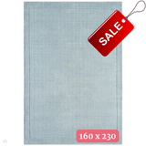York Modern Plain Textured Subtle Ribbed Stripe Contrast Smooth Border Hand-Woven Wool Duck Egg Rug 160 x 230cm