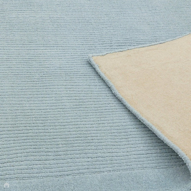 York Modern Plain Textured Subtle Ribbed Stripe Contrast Smooth Border Hand-Woven Wool Duck Egg Runner-Asiatic Carpets-Rug Love - The Most Loved Rug Store