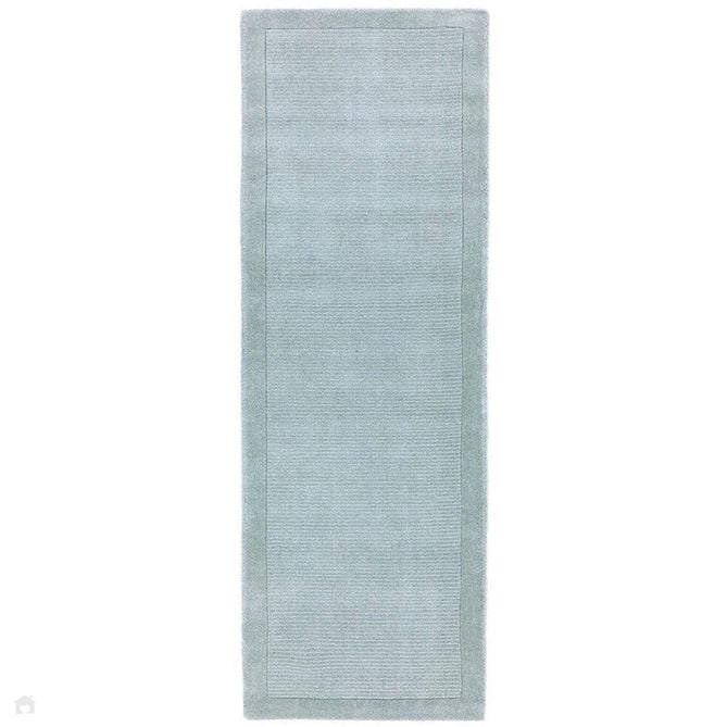 York Modern Plain Textured Subtle Ribbed Stripe Contrast Smooth Border Hand-Woven Wool Duck Egg Runner-Asiatic Carpets-Rug Love - The Most Loved Rug Store