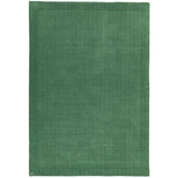 York Modern Plain Textured Subtle Ribbed Stripe Contrast Smooth Border Hand-Woven Wool Forest Green Rug