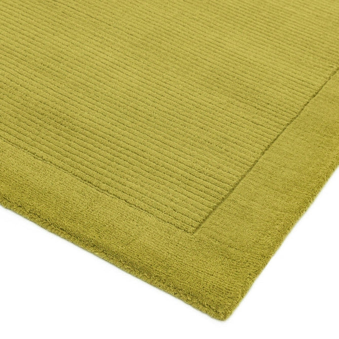 York Modern Plain Textured Subtle Ribbed Stripe Contrast Smooth Border Hand-Woven Wool Green Runner-Asiatic Carpets-Rug Love - The Most Loved Rug Store