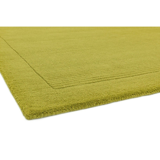 York Modern Plain Textured Subtle Ribbed Stripe Contrast Smooth Border Hand-Woven Wool Green Runner-Asiatic Carpets-Rug Love - The Most Loved Rug Store
