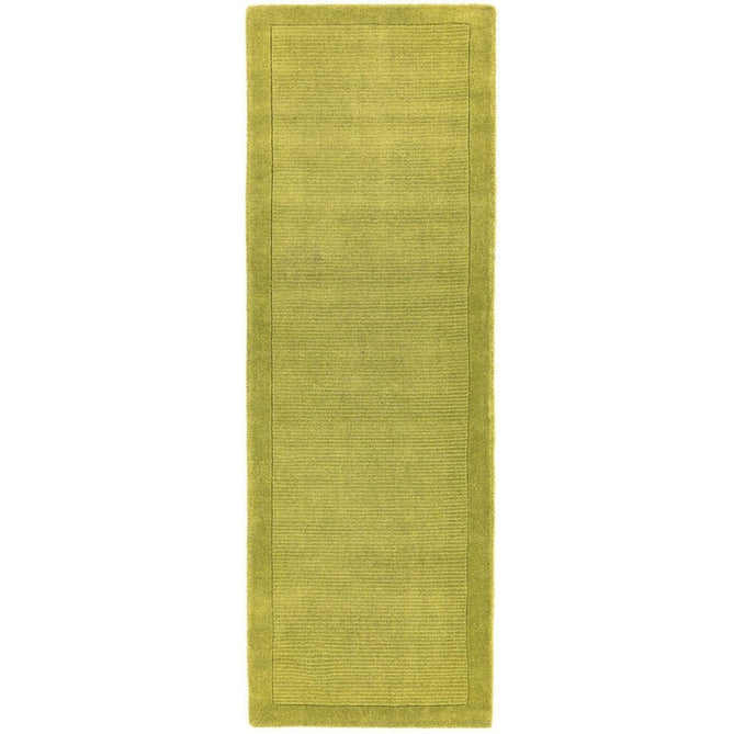 York Modern Plain Textured Subtle Ribbed Stripe Contrast Smooth Border Hand-Woven Wool Green Runner-Asiatic Carpets-Rug Love - The Most Loved Rug Store