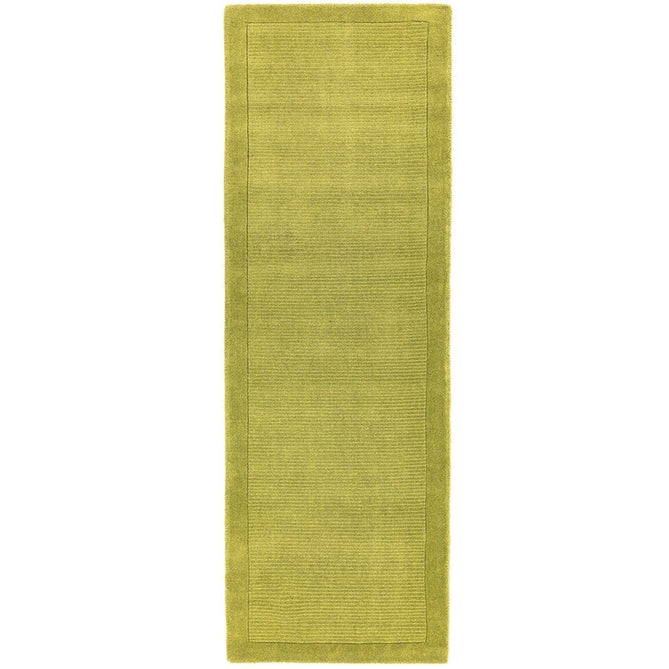 York Modern Plain Textured Subtle Ribbed Stripe Contrast Smooth Border Hand-Woven Wool Green Runner-Asiatic Carpets-Rug Love - The Most Loved Rug Store