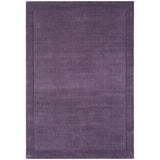 York Modern Plain Textured Subtle Ribbed Stripe Contrast Smooth Border Hand-Woven Wool Purple Rug