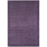 York Modern Plain Textured Subtle Ribbed Stripe Contrast Smooth Border Hand-Woven Wool Purple Rug
