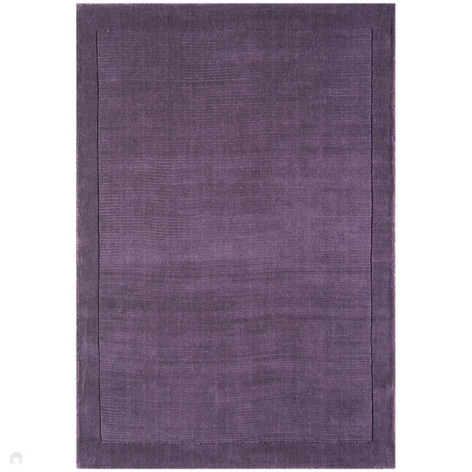 York Modern Plain Textured Subtle Ribbed Stripe Contrast Smooth Border Hand-Woven Wool Purple Runner-Asiatic Carpets-Rug Love - The Most Loved Rug Store