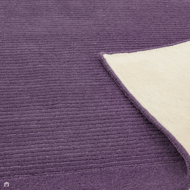 York Modern Plain Textured Subtle Ribbed Stripe Contrast Smooth Border Hand-Woven Wool Purple Runner-Asiatic Carpets-Rug Love - The Most Loved Rug Store