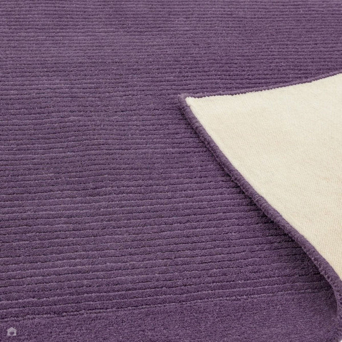 York Modern Plain Textured Subtle Ribbed Stripe Contrast Smooth Border Hand-Woven Wool Purple Runner-Asiatic Carpets-Rug Love - The Most Loved Rug Store