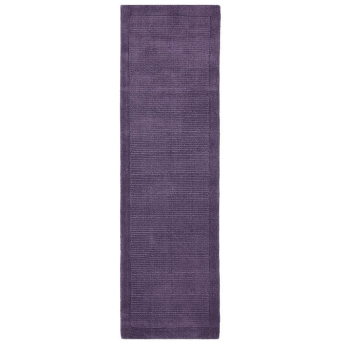 York Modern Plain Textured Subtle Ribbed Stripe Contrast Smooth Border Hand-Woven Wool Purple Runner-Asiatic Carpets-Rug Love - The Most Loved Rug Store