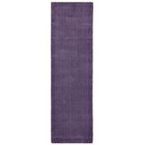 York Modern Plain Textured Subtle Ribbed Stripe Contrast Smooth Border Hand-Woven Wool Purple Runner