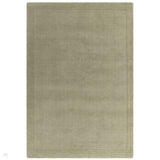 York Modern Plain Textured Subtle Ribbed Stripe Contrast Smooth Border Hand-Woven Wool Sage Green Rug