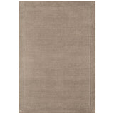 York Modern Plain Textured Subtle Ribbed Stripe Contrast Smooth Border Hand-Woven Wool Taupe Rug