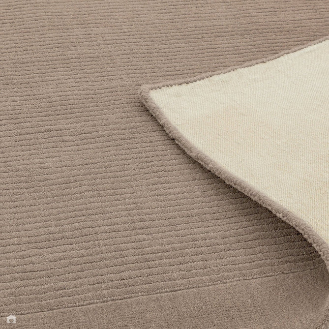 York Modern Plain Textured Subtle Ribbed Stripe Contrast Smooth Border Hand-Woven Wool Taupe Runner-Asiatic Carpets-Rug Love - The Most Loved Rug Store