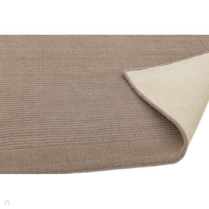 York Modern Plain Textured Subtle Ribbed Stripe Contrast Smooth Border Hand-Woven Wool Taupe Runner-Asiatic Carpets-Rug Love - The Most Loved Rug Store