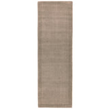 York Modern Plain Textured Subtle Ribbed Stripe Contrast Smooth Border Hand-Woven Wool Taupe Runner